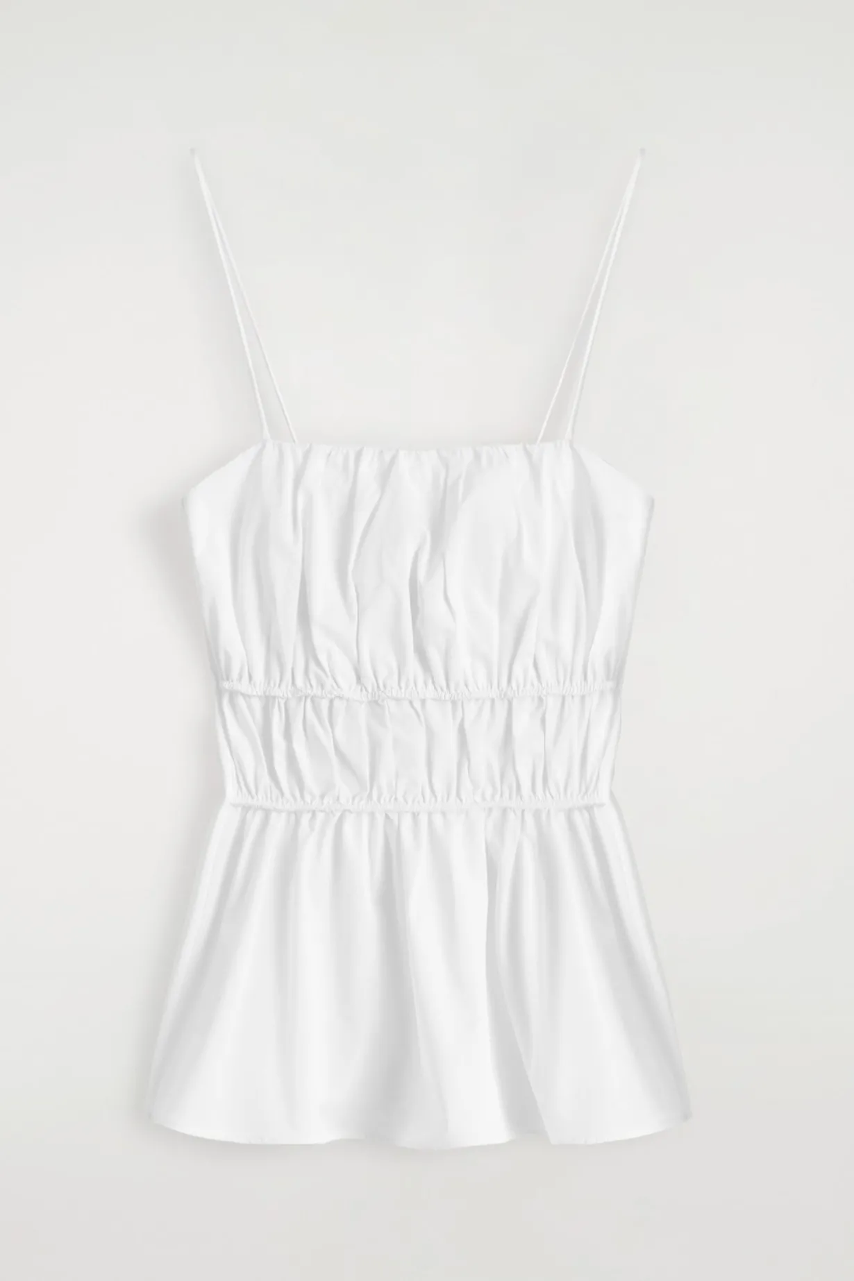 GATHERED COTTON PEPLUM TOP