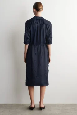 GATHERED CRINKLED MIDI SKIRT