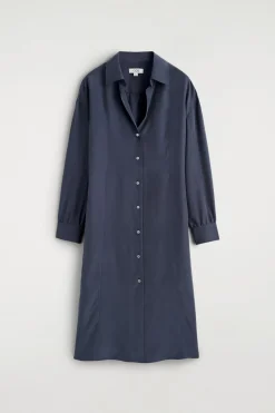 GATHERED CRINKLED-SILK MIDI SHIRT DRESS