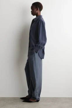 GATHERED CRINKLED-SILK SHIRT