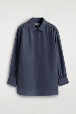 GATHERED CRINKLED-SILK SHIRT