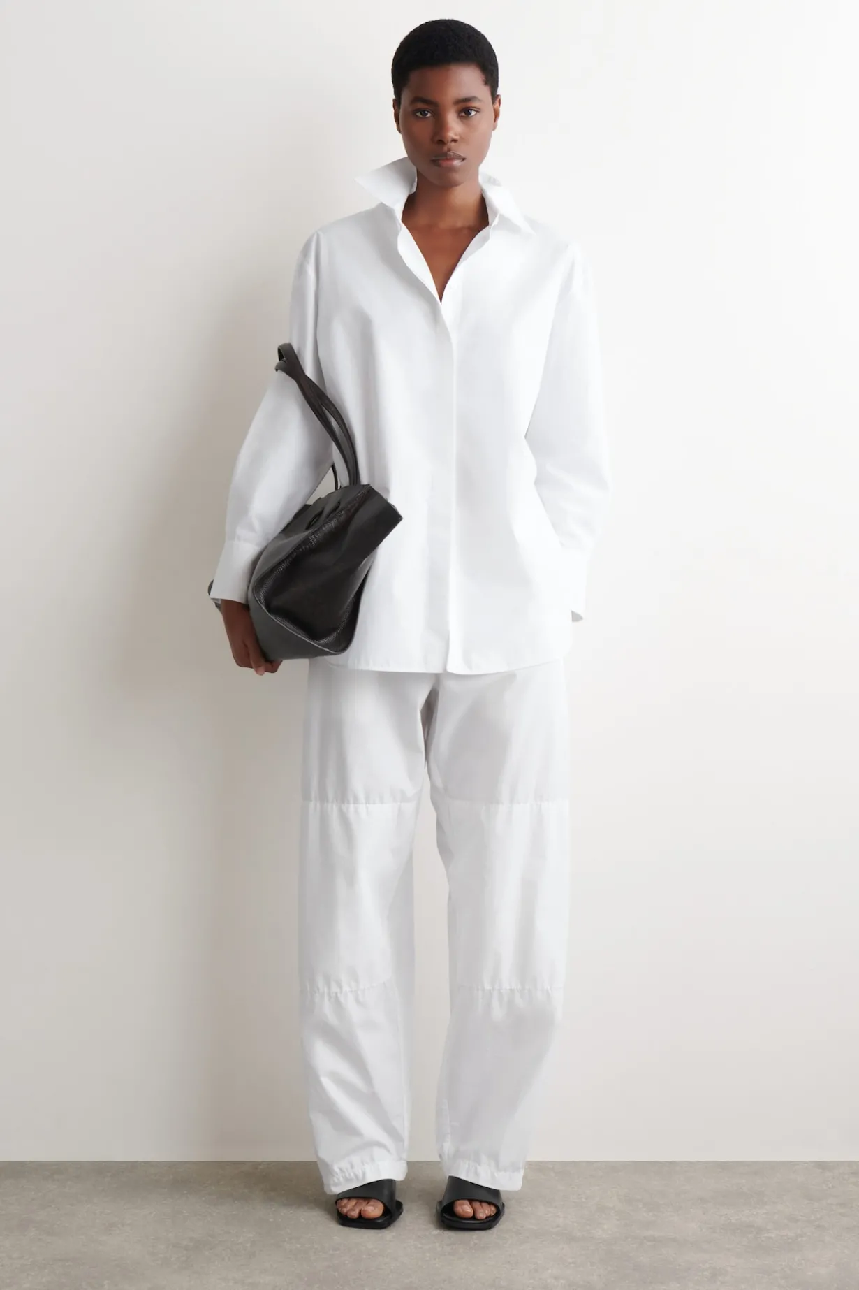 GATHERED PANELLED COTTON PANTS