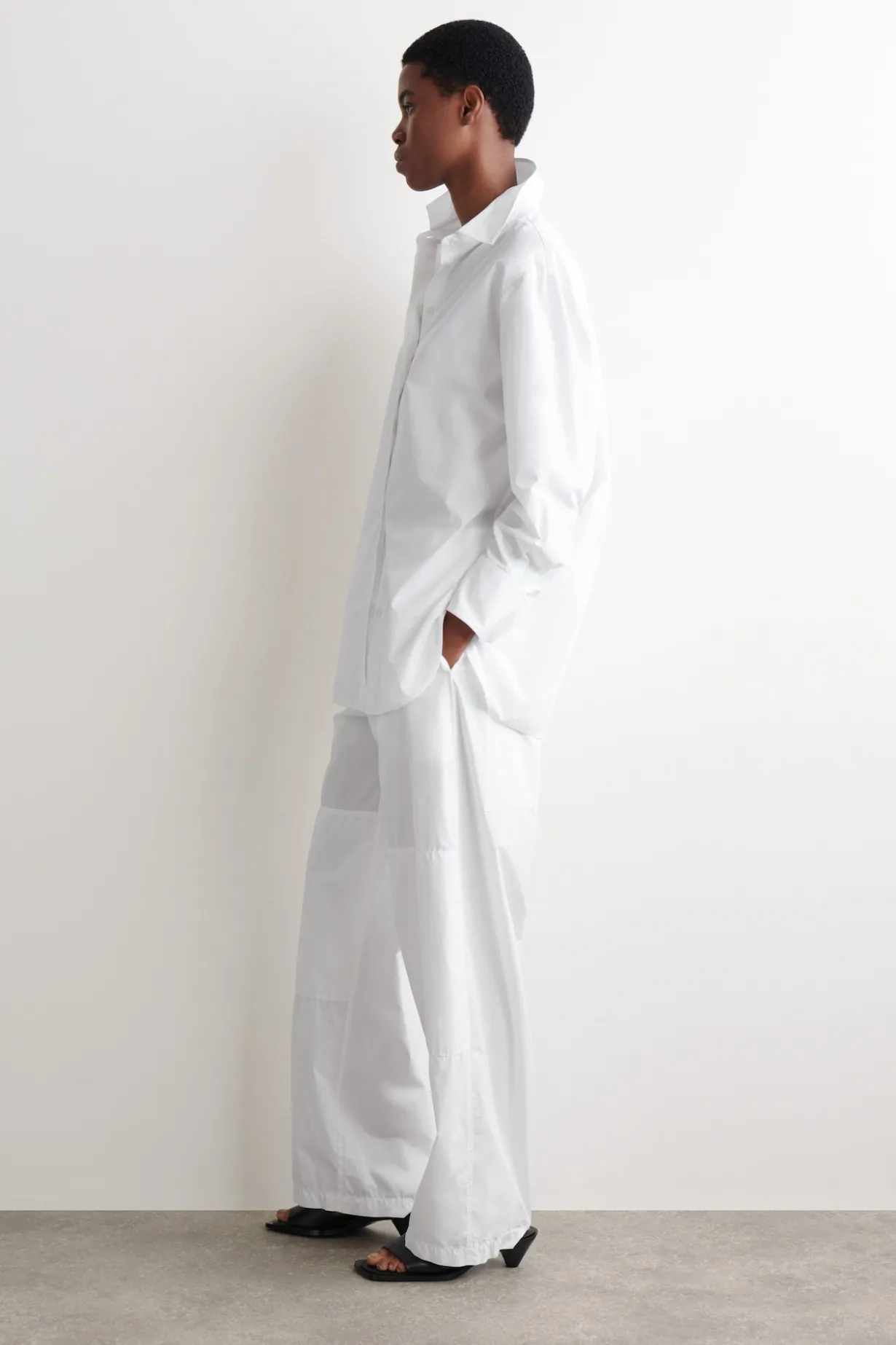 GATHERED PANELLED COTTON PANTS