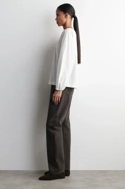 GATHERED PIMA COTTON BLOUSE