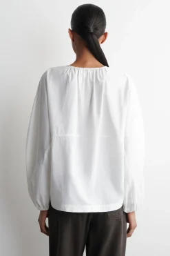 GATHERED PIMA COTTON BLOUSE