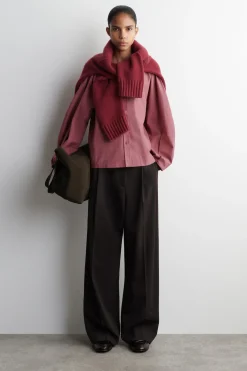 GATHERED PIMA COTTON BLOUSE