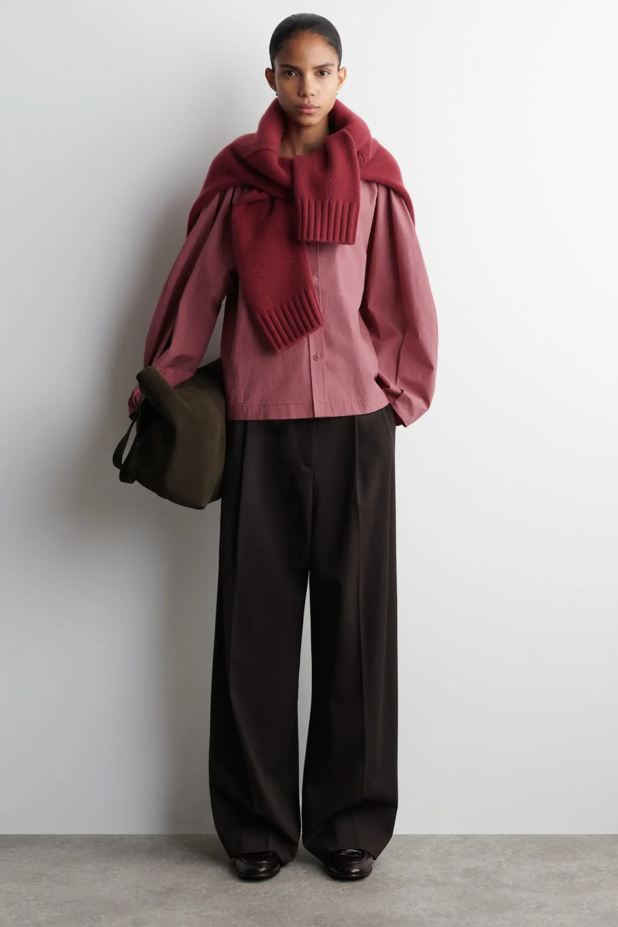GATHERED PIMA COTTON BLOUSE