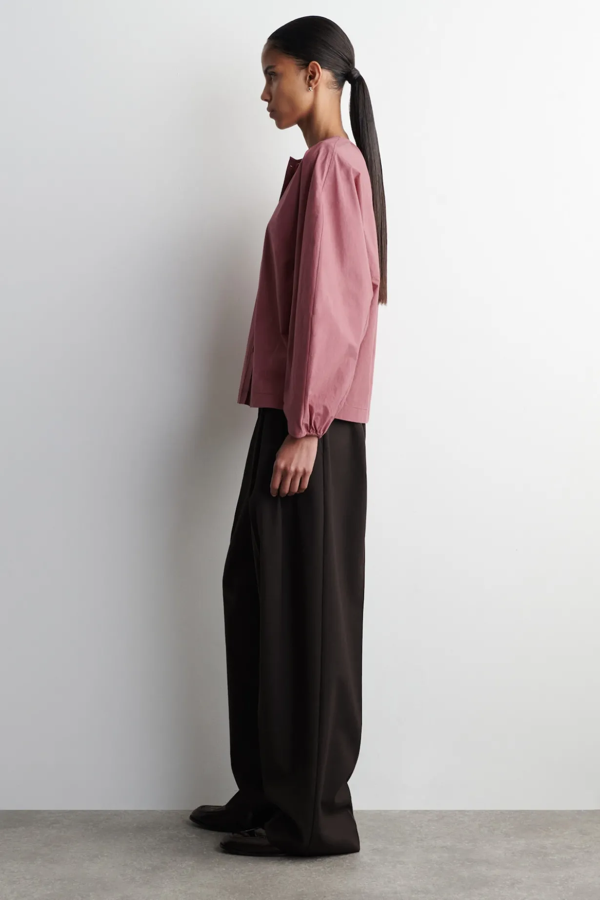 GATHERED PIMA COTTON BLOUSE