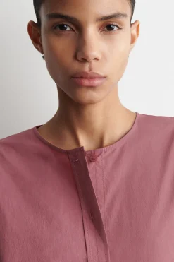 GATHERED PIMA COTTON BLOUSE