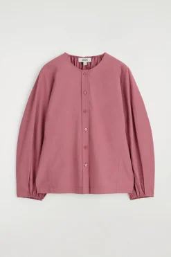 GATHERED PIMA COTTON BLOUSE