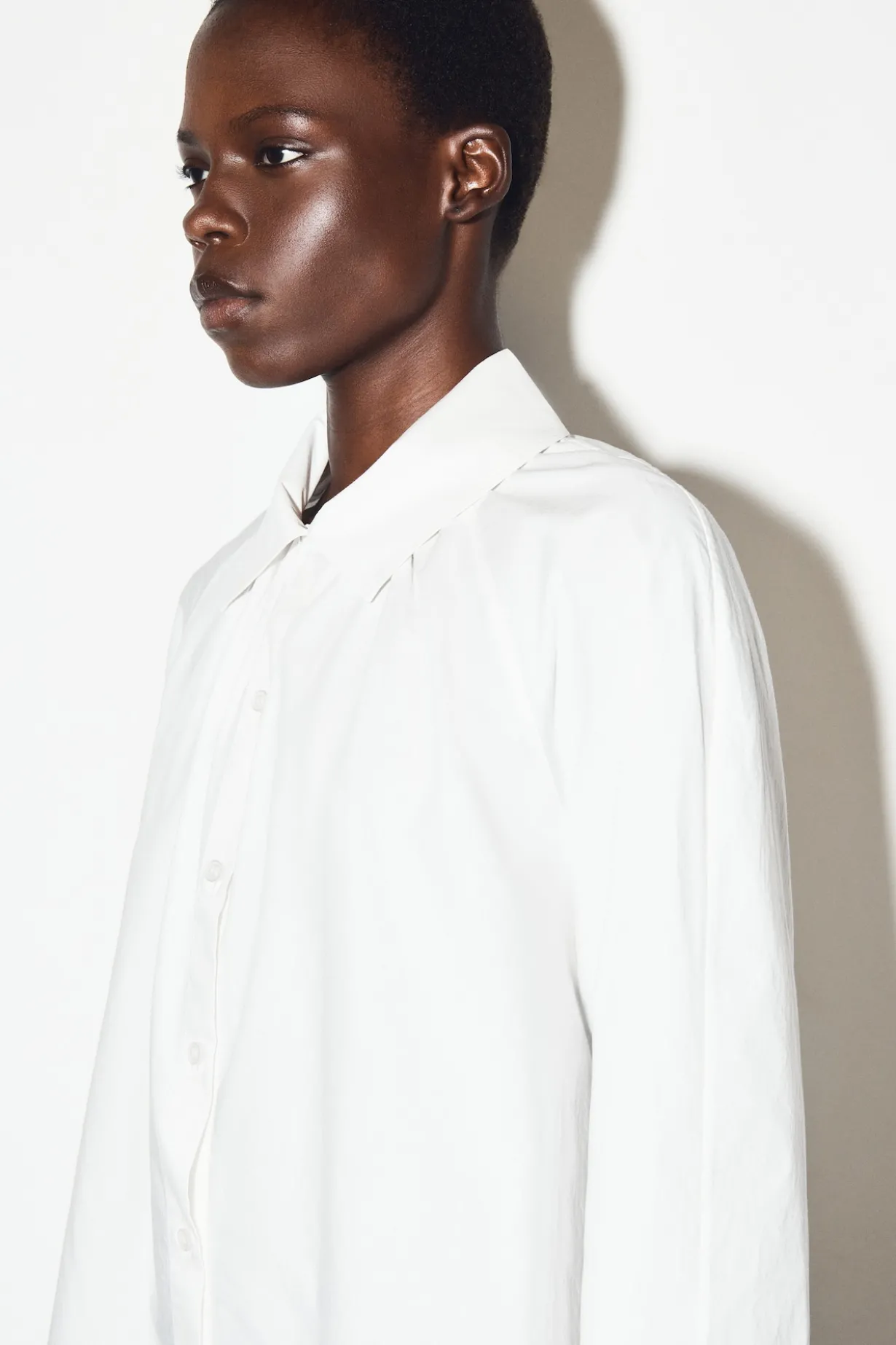GATHERED PIMA COTTON SHIRT