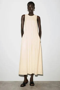 GATHERED TIERED COTTON MAXI DRESS