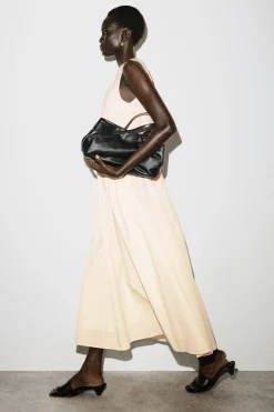 GATHERED TIERED COTTON MAXI DRESS