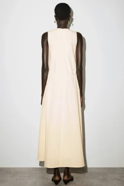 GATHERED TIERED COTTON MAXI DRESS