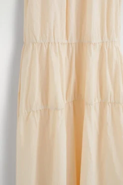 GATHERED TIERED COTTON MAXI DRESS