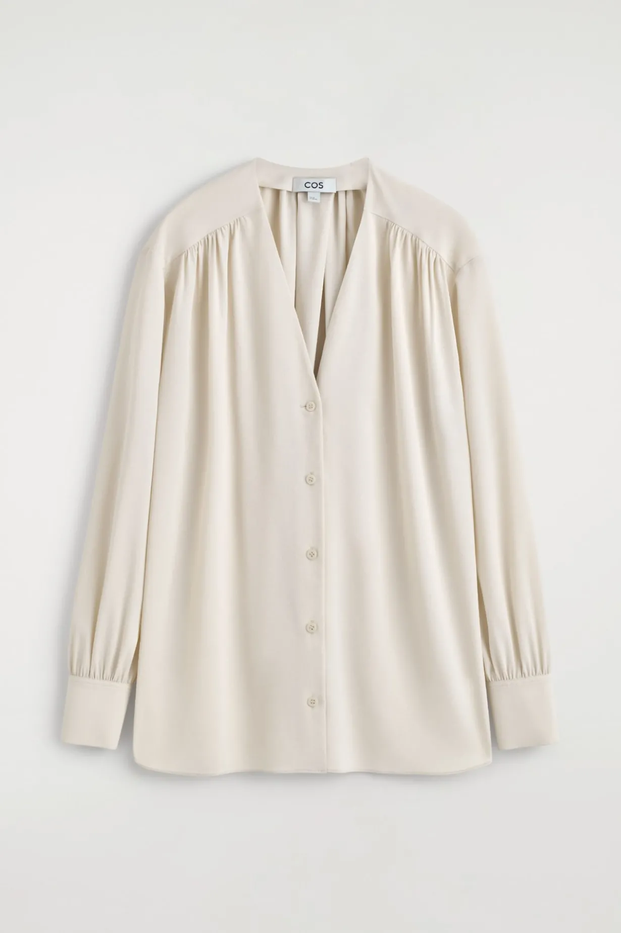 GATHERED V-NECK BLOUSE