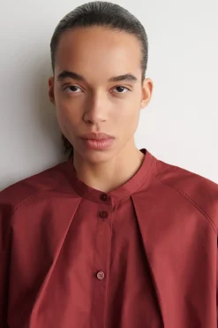 GRANDAD-COLLAR COTTON SHIRT