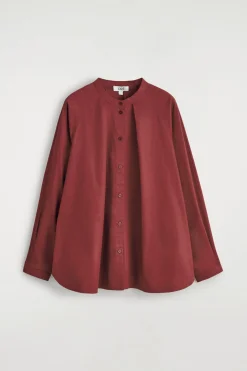 GRANDAD-COLLAR COTTON SHIRT