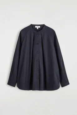 GRANDAD-COLLAR COTTON SHIRT