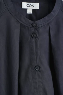 GRANDAD-COLLAR COTTON SHIRT