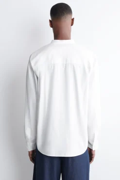 GRANDAD-COLLAR COTTON SHIRT