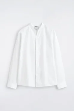 GRANDAD-COLLAR COTTON SHIRT