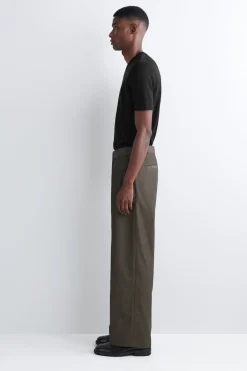 HERRINGBONE RELAXED-FIT WIDE-LEG PANTS