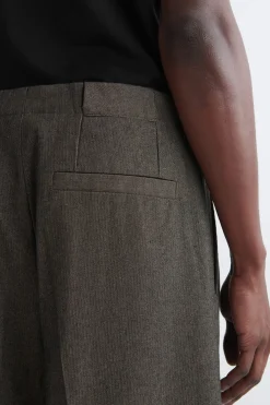 HERRINGBONE RELAXED-FIT WIDE-LEG PANTS