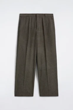 HERRINGBONE RELAXED-FIT WIDE-LEG PANTS