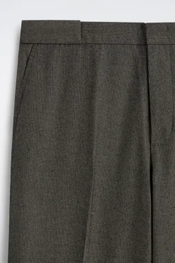 HERRINGBONE RELAXED-FIT WIDE-LEG PANTS
