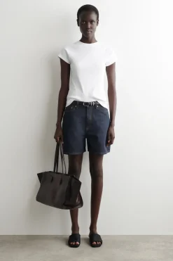 HIGH-RISE DENIM SHORTS