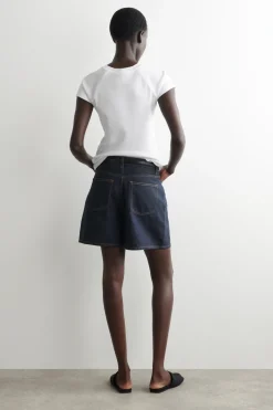 HIGH-RISE DENIM SHORTS