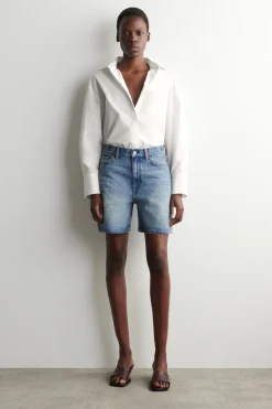 HIGH-RISE DENIM SHORTS