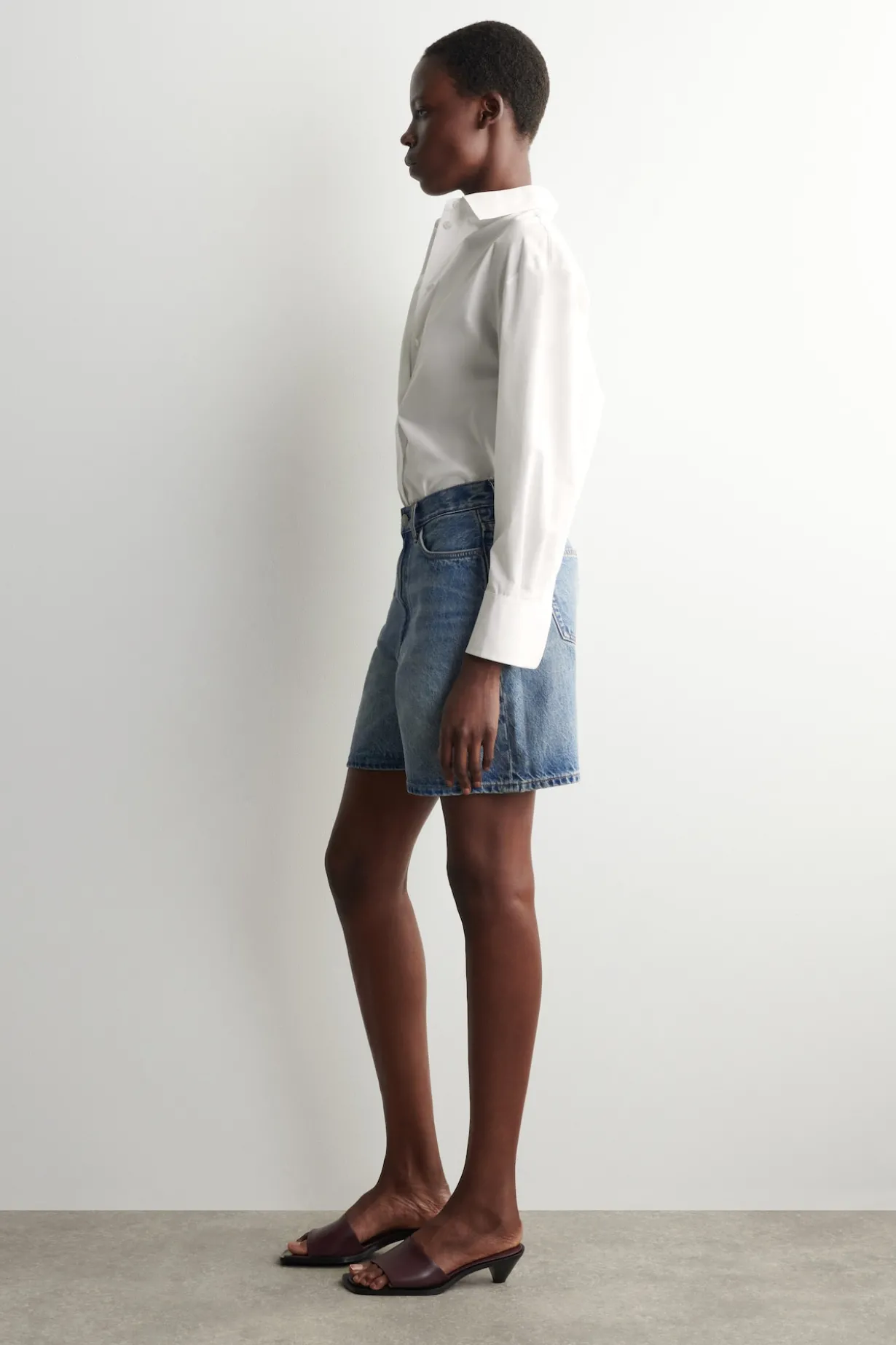 HIGH-RISE DENIM SHORTS