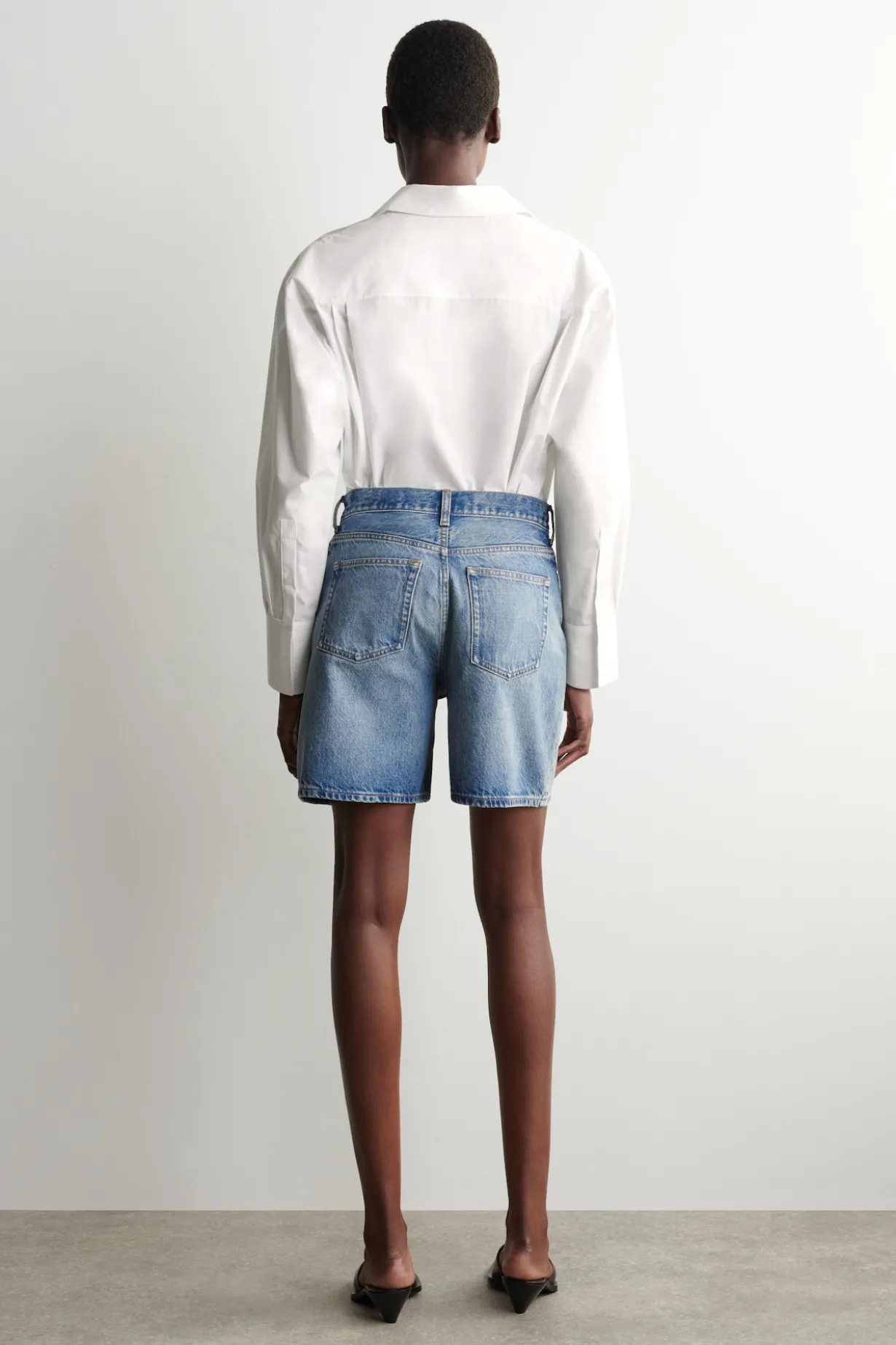 HIGH-RISE DENIM SHORTS