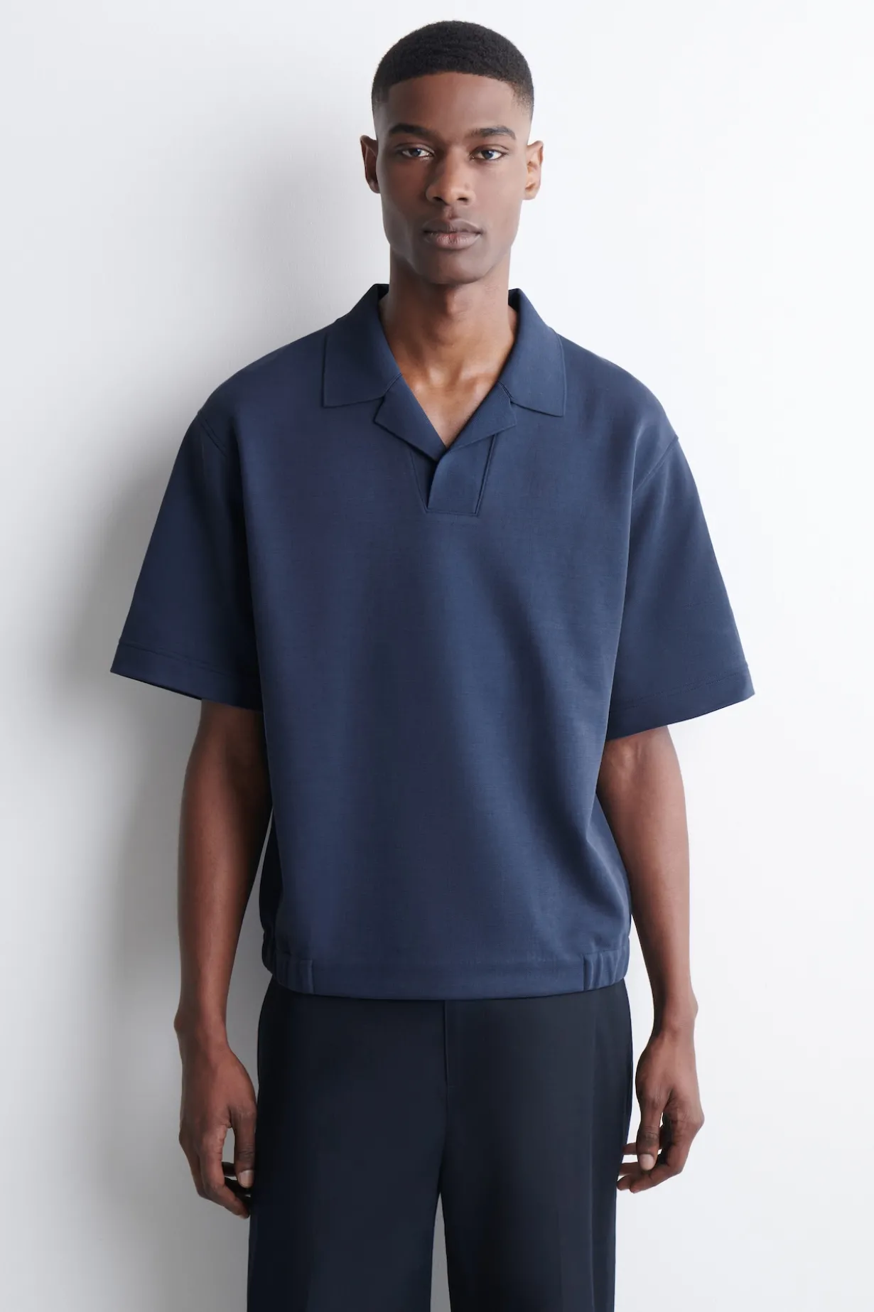 JERSEY-BONDED COTTON-TWILL POLO SHIRT