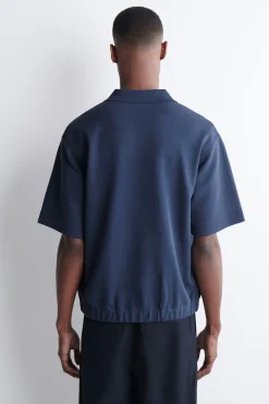 JERSEY-BONDED COTTON-TWILL POLO SHIRT
