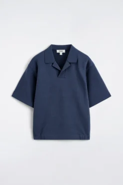 JERSEY-BONDED COTTON-TWILL POLO SHIRT