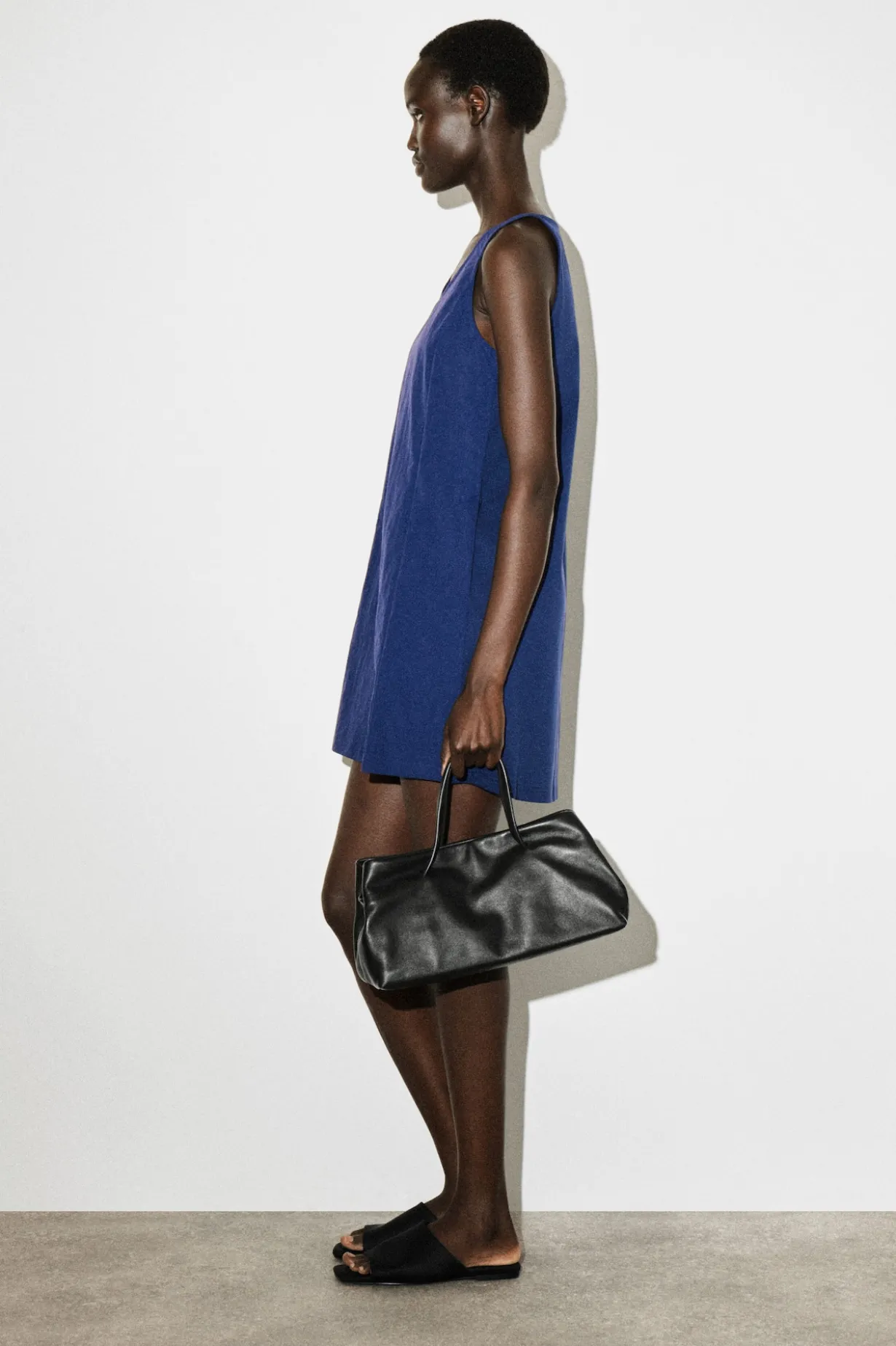 JERSEY-PANELED NYLON MINI DRESS