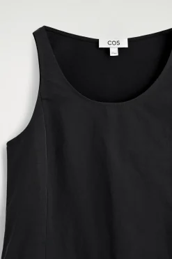 JERSEY-PANELED NYLON MINI DRESS