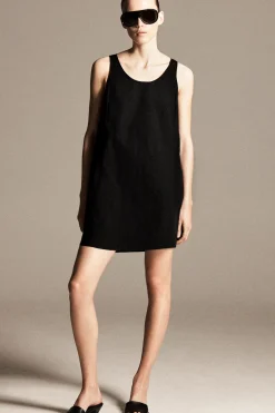 JERSEY-PANELED NYLON MINI DRESS