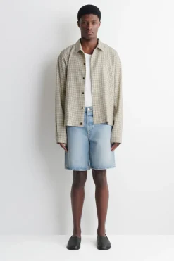 KNEE-LENGTH DENIM SHORTS