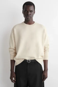 KNITTED COTTON CREW-NECK SWEATER
