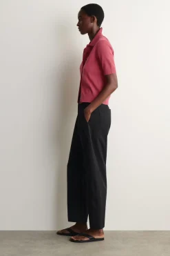 KNITTED COTTON POLO CARDIGAN