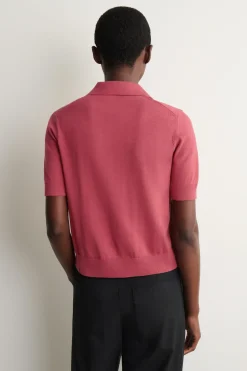 KNITTED COTTON POLO CARDIGAN