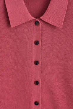 KNITTED COTTON POLO CARDIGAN