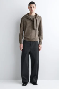 KNITTED LINEN CREW-NECK SWEATER
