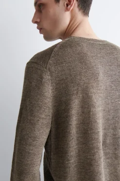 KNITTED LINEN CREW-NECK SWEATER