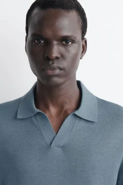 KNITTED LINEN POLO SHIRT