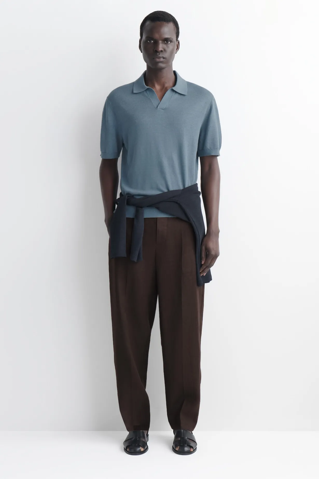 KNITTED LINEN POLO SHIRT